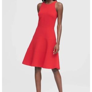 Banana Republic Fit and Flare Racerback Dress in Brilliant Red